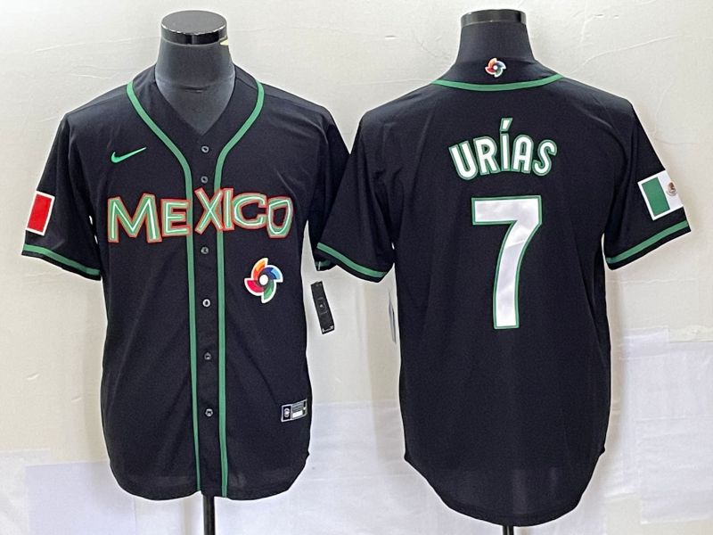 Men 2023 World Cub Mexico #7 Urias Black white Nike MLB Jersey29->more jerseys->MLB Jersey